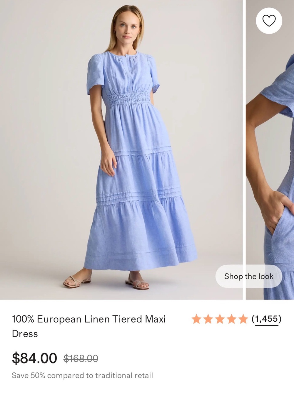 Quince 100% European Blue Linen Tiered Maxi Dress - Women's